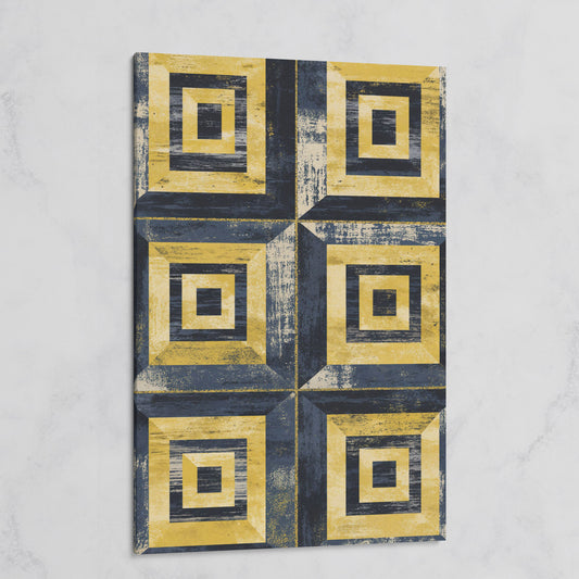 Nested Squares Grid Canvas Art. Abstract Geometric Portrait Print on gallery wrap
