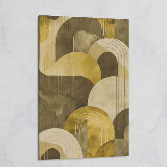 Abstract Arches and Geometric Lines Canvas Wall Art on gallery wrap