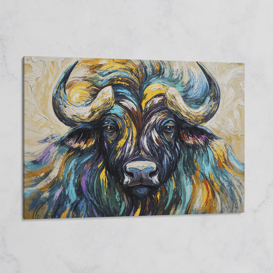 Bison Close-Up Canvas Wall Art, Large Wildlife Portrait Print on gallery wrap