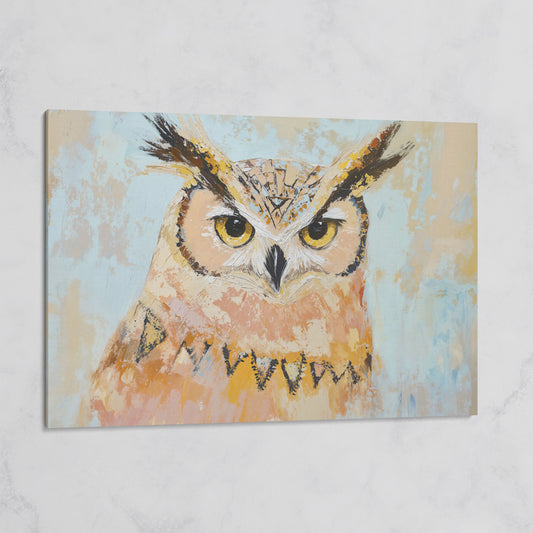 Owl Portrait Canvas Wall Art on gallery wrap