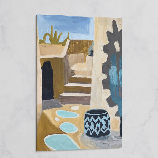 Adobe at Dusk: Southwest Desert Architecture Canvas Print on gallery wrap