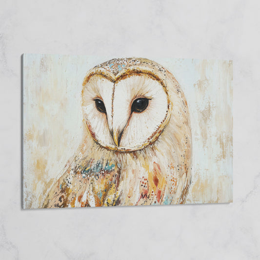 Barn Owl Close-Up Portrait Canvas Wall Art on gallery wrap