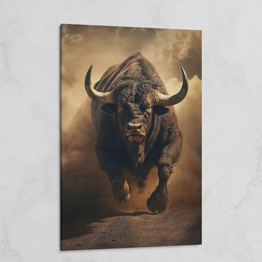 Running Bull Abstract Canvas Print on gallery wrap