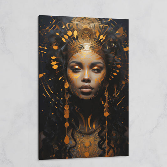 Empowered Beauty: African Woman Portrait Canvas on gallery wrap