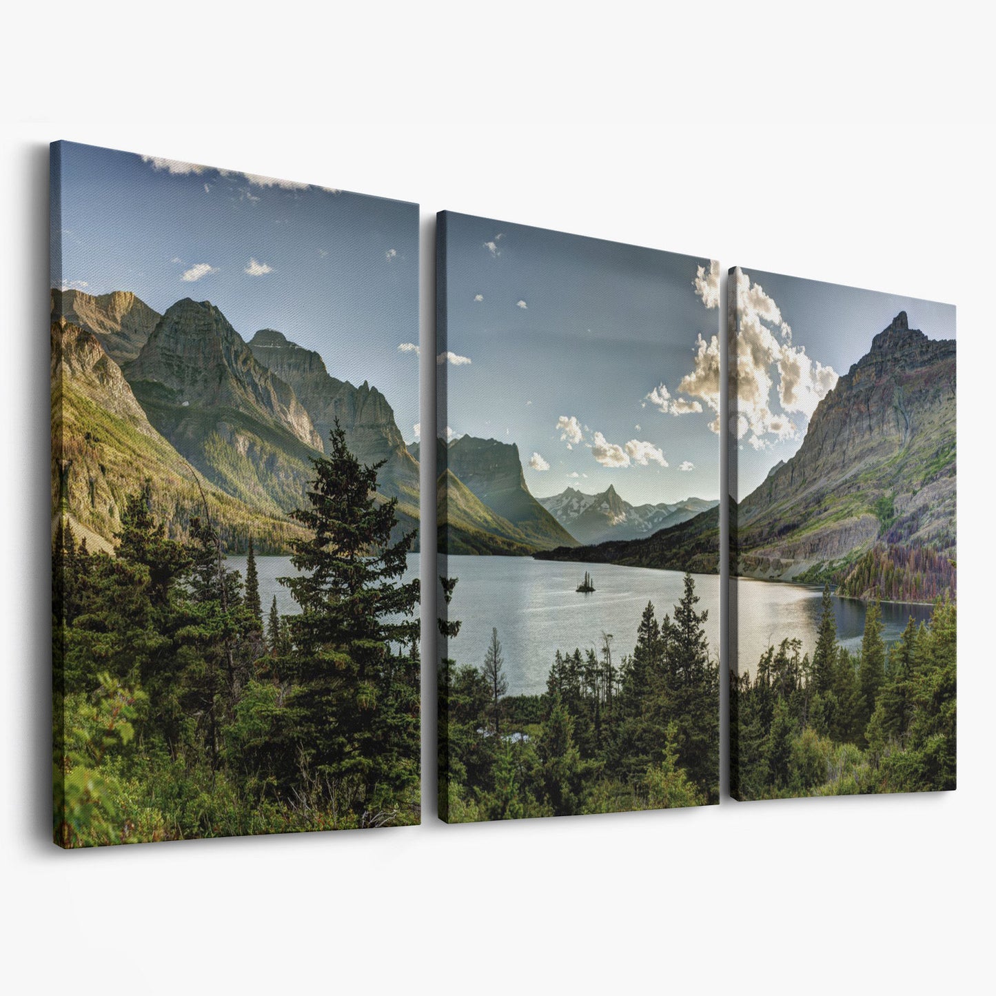 Glacier National Park Landscape Canvas as 3-panel split version