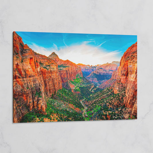 Zion Canyon Panoramic Canvas Print on gallery wrap