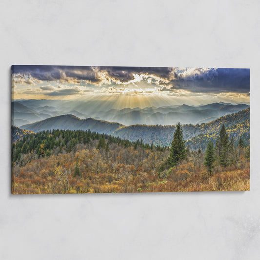 Smoky Mountains and Blue Ridge Parkway Panoramic Canvas on gallery wrap