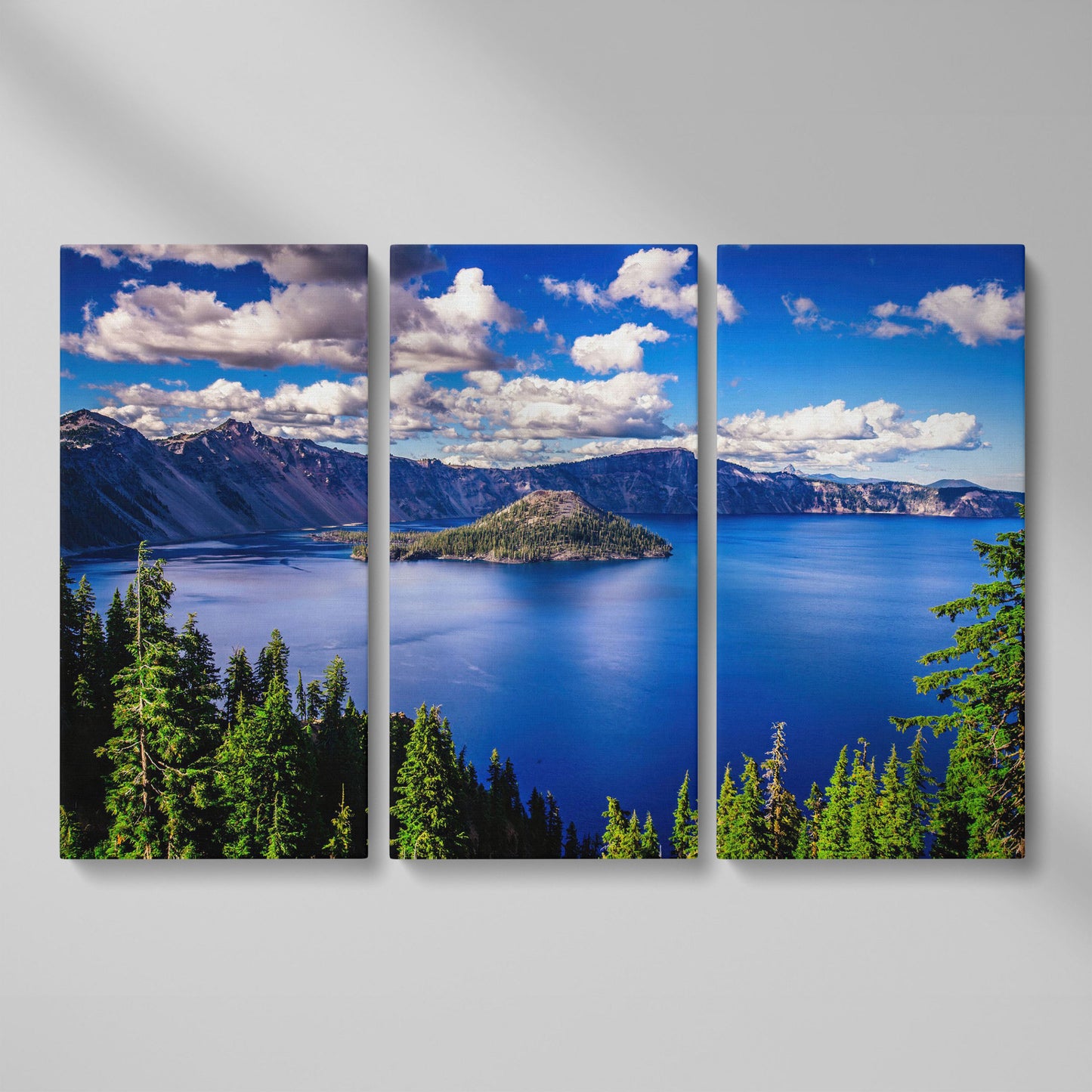Crater Lake Panoramic Canvas Print as 3-panel split version