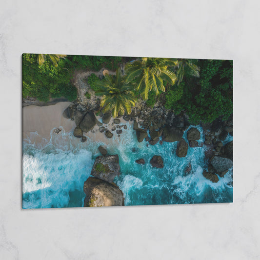 Indian Ocean Rocky Beach Panoramic Canvas on gallery wrap