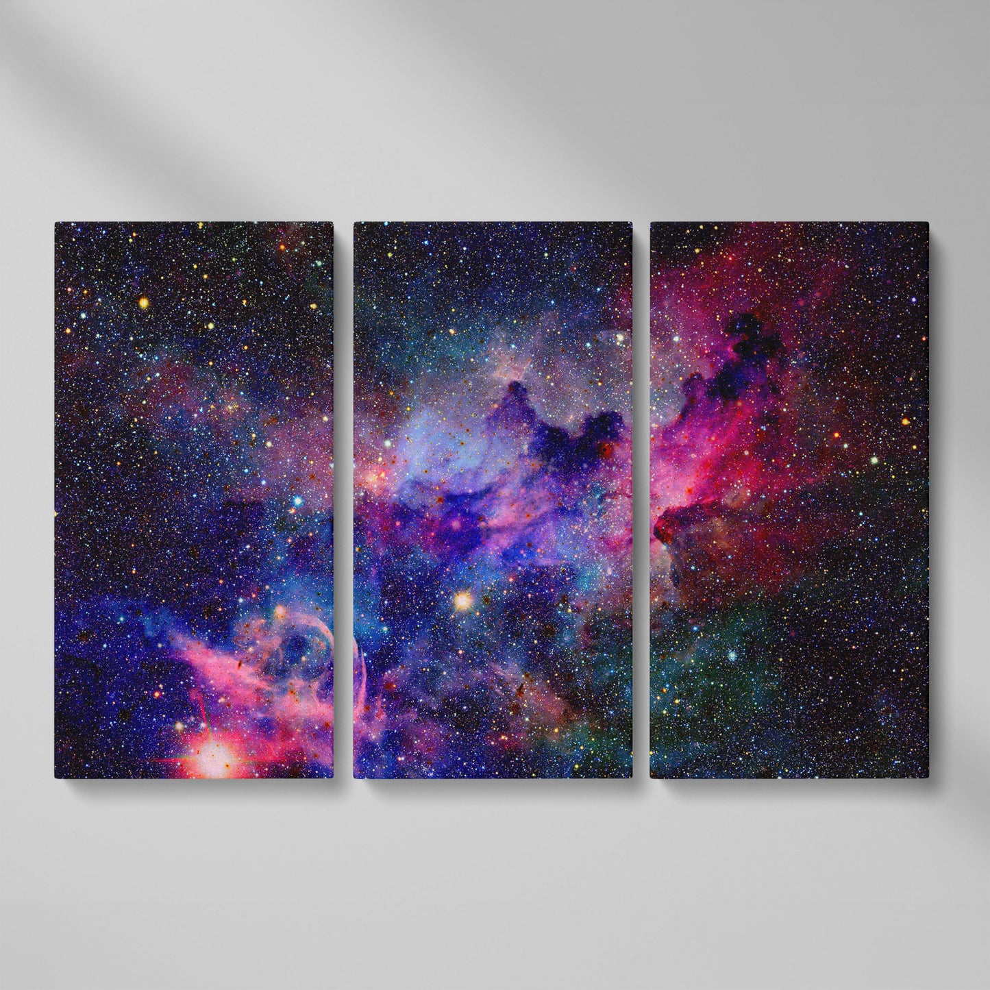 Nebula and Galaxies Canvas Wall Art as 3-panel split version