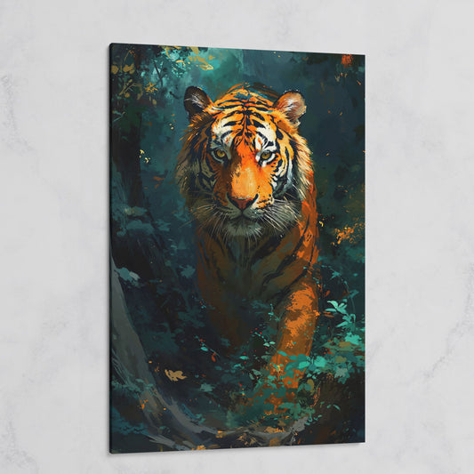 Tiger Hunting Scene Canvas on gallery wrap
