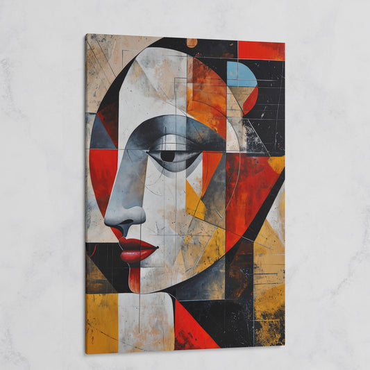 Abstract Woman Portrait Canvas in Sienna and Ochre on gallery wrap