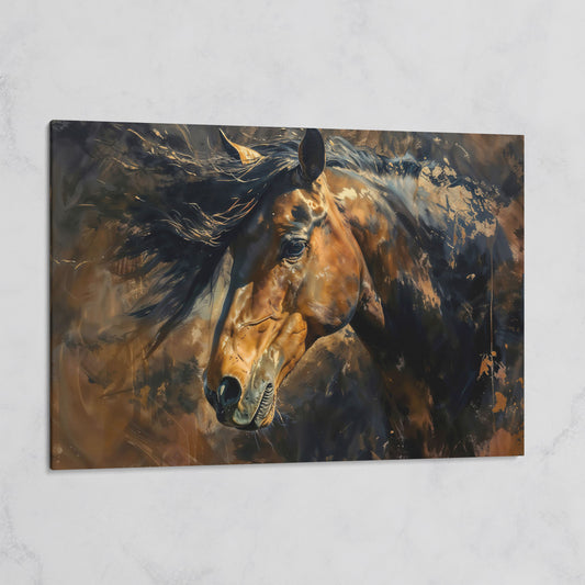 Brown & Gold Horse Canvas Print on gallery wrap