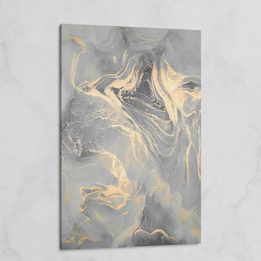 Gray Marble with Golden Veins Canvas Print on gallery wrap