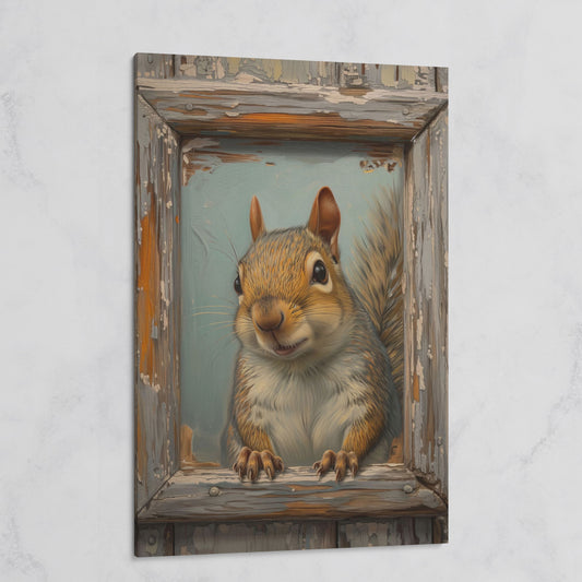 Squirrel Portrait Canvas Wall Art on gallery wrap