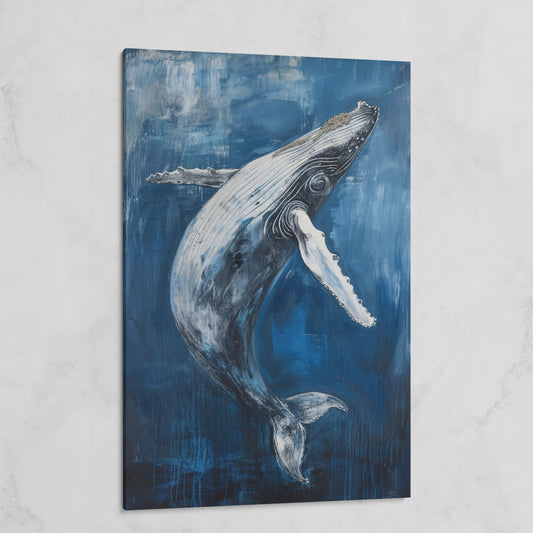 Humpback Whale Canvas Art, Ocean Depth View on gallery wrap
