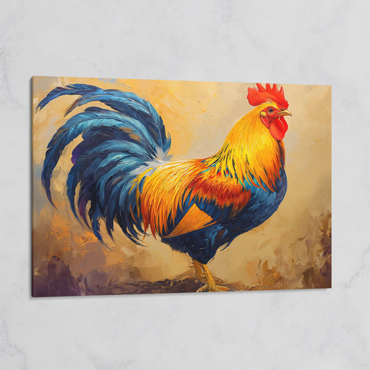 Colorful Rooster Canvas for Farmhouse Kitchens on gallery wrap