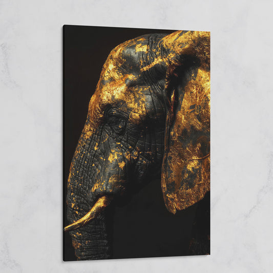 Gilded Elephant Close-Up Canvas on gallery wrap