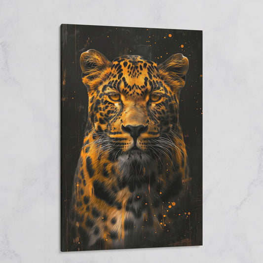 Abstract Leopard Canvas Print in Amber and Charcoal on gallery wrap