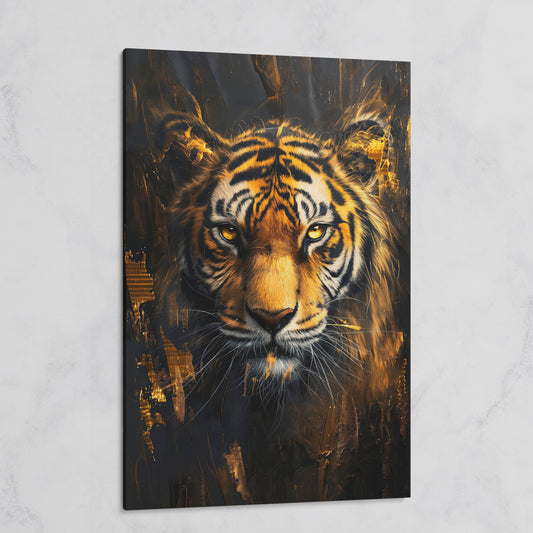Golden Tiger Close-Up Canvas Print on gallery wrap