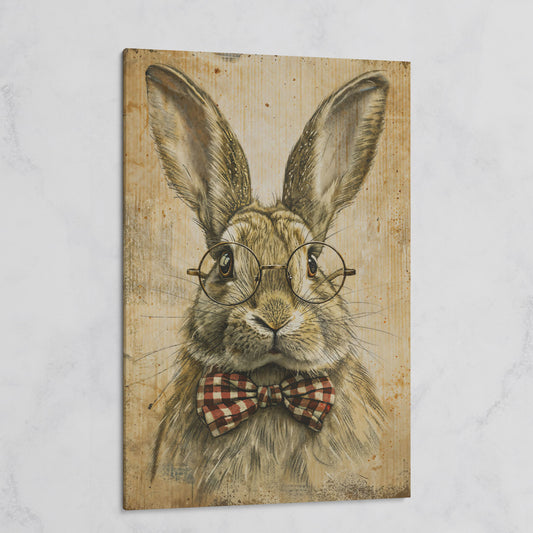 Vintage Scholar Bunny Canvas on gallery wrap