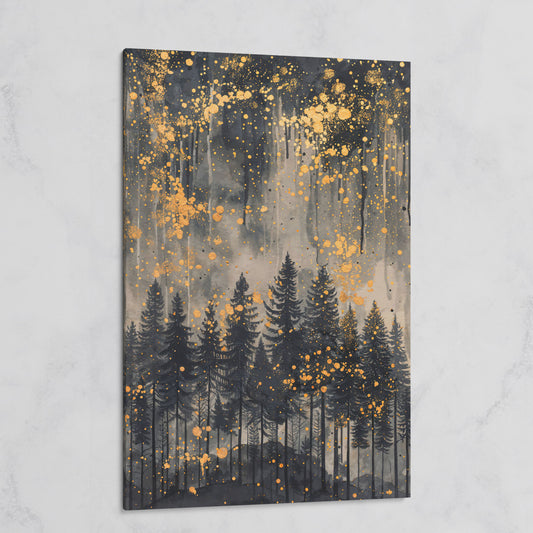 Mystical Forest Under Starry Night Canvas on gallery wrap