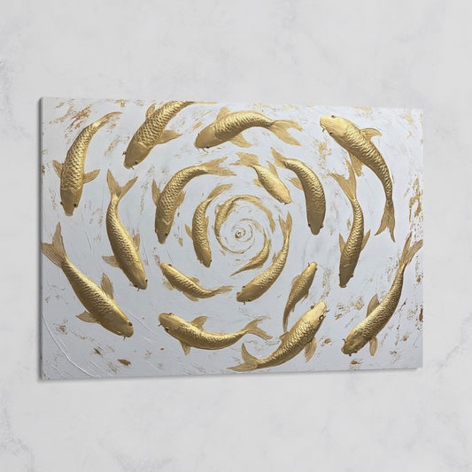 Golden Koi Shoal Canvas Print on gallery wrap