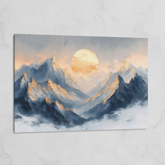 Sunlit Mountain Peaks Canvas on gallery wrap