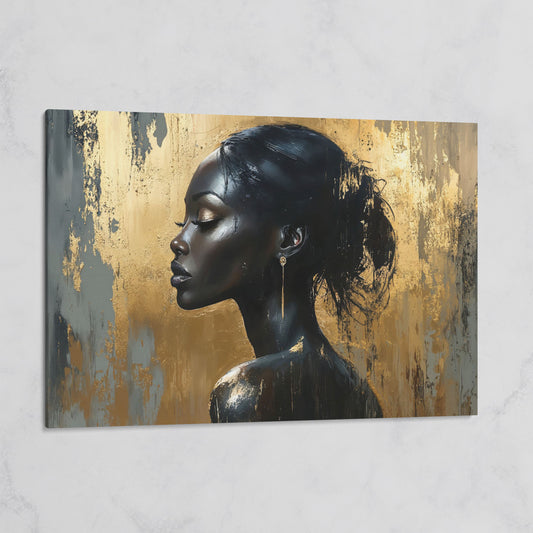 Black Woman Profile Portrait Canvas on gallery wrap