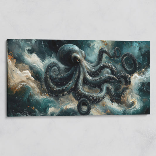 Octopus & Ocean Waves Canvas on gallery wrap