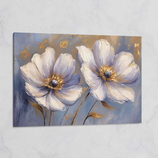 Abstract White and Purple Flower Canvas on gallery wrap