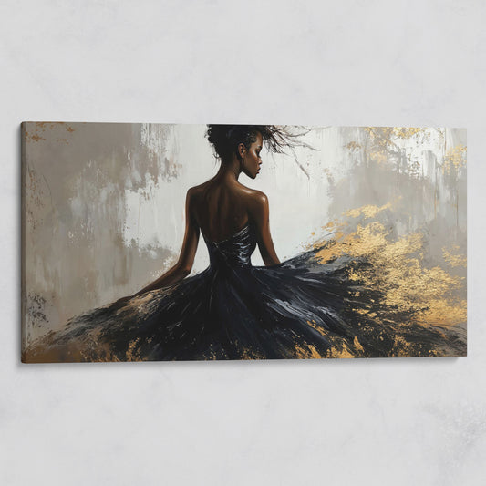 Woman in Black Dress Canvas Print on gallery wrap