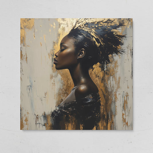 Abstract Female Portrait with Gold Accents Canvas on gallery wrap