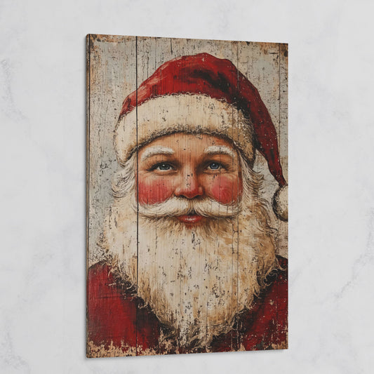Rustic Santa Claus Portrait Canvas Print on gallery wrap