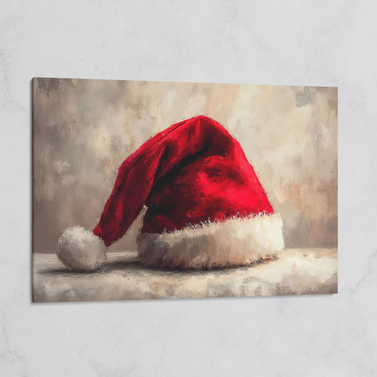 Red Santa Hat Canvas Wall Art on gallery wrap