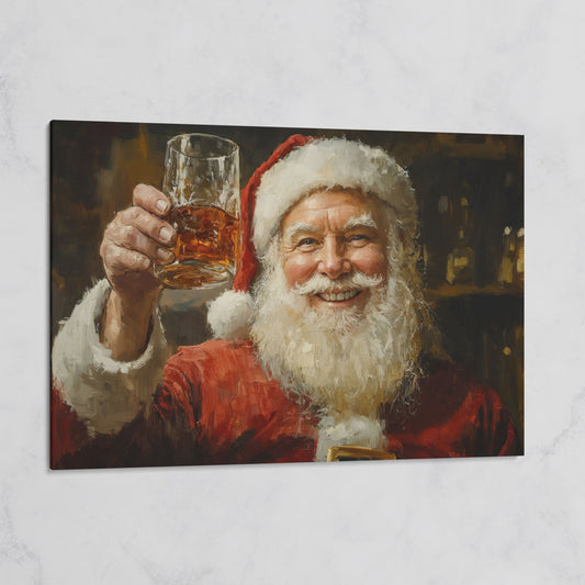 Santa with a Drink Canvas Print on gallery wrap