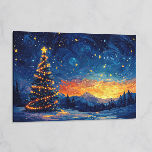 Starry Night Christmas Tree Canvas on gallery wrap