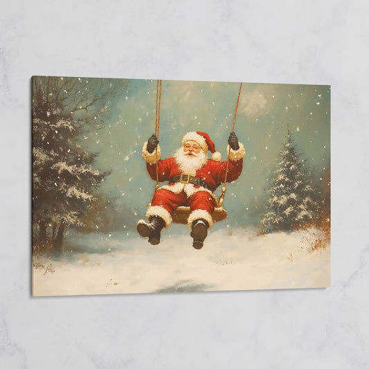 Santa on a Swing Canvas Print on gallery wrap