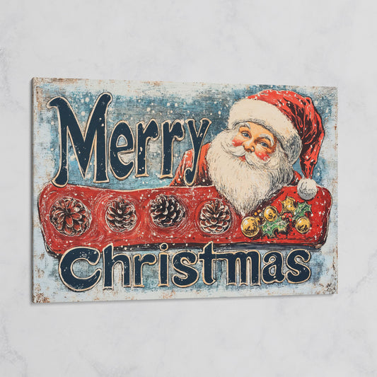 Santa Claus Rustic Christmas Canvas on gallery wrap