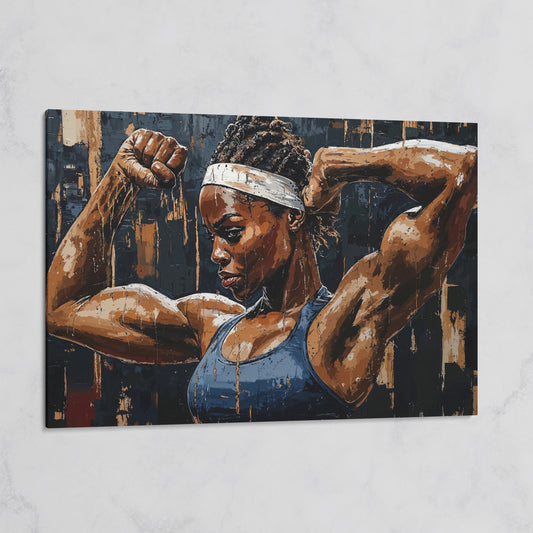 Muscular Woman Portrait Canvas Print on gallery wrap