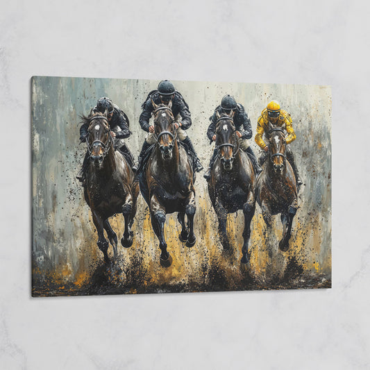 Horse Racing Jockeys Canvas - Dynamic Track Action on gallery wrap