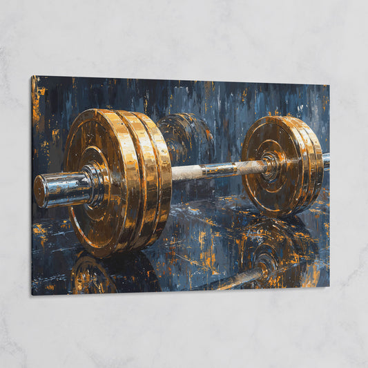 Barbell Abstract Canvas Print | Modern Gym Wall Art on gallery wrap