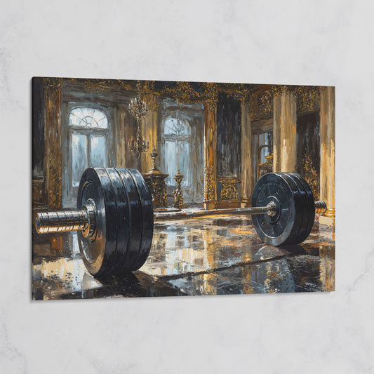 Barbell in Gilt Hall Canvas on gallery wrap