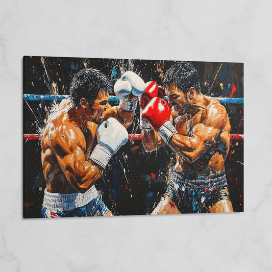 Intense Boxers Fight Canvas Print on gallery wrap