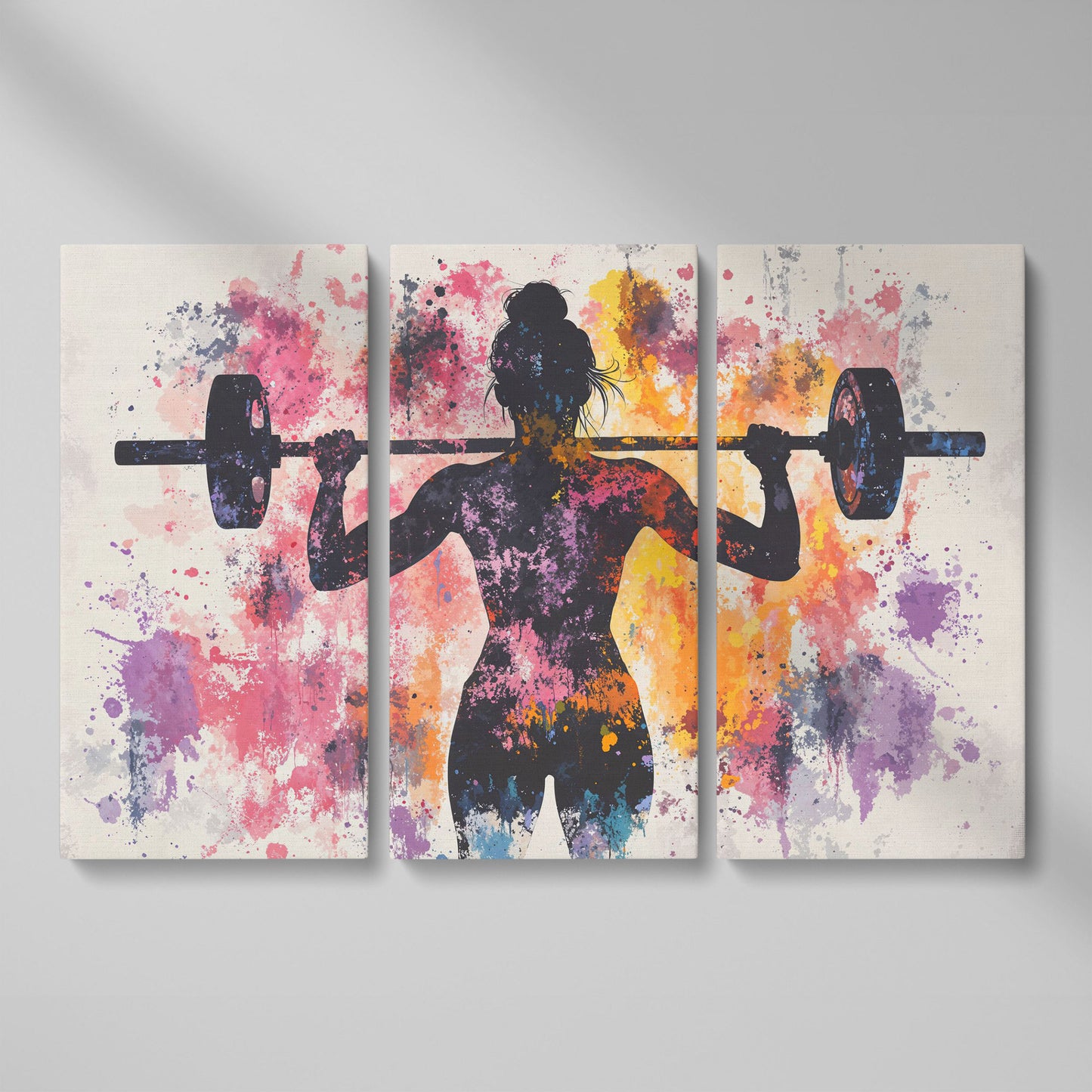 Female Silhouette Lifting Canvas Art as 3-panel split version