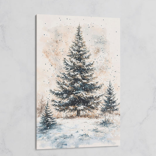 Snowy Pine Trees Winter Landscape Canvas on gallery wrap