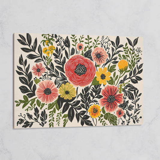 Extra-Large Abstract Floral Canvas for Spring Decor on gallery wrap