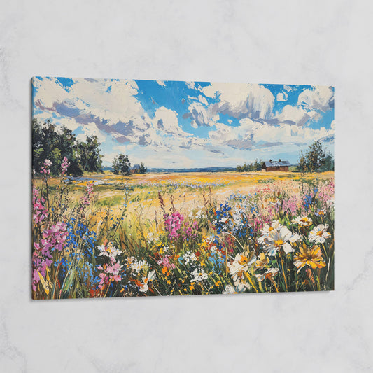Wildflower Field Canvas Wall Art on gallery wrap