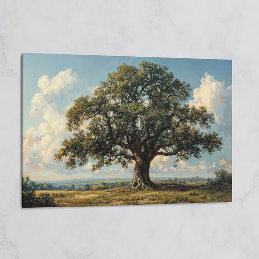 Oak Tree of Life Canvas Print with Rustic Charm on gallery wrap