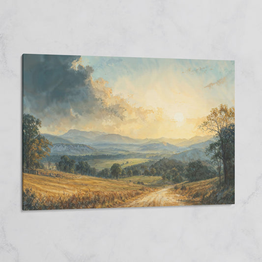 Golden Hour Valley Canvas Wall Art on gallery wrap